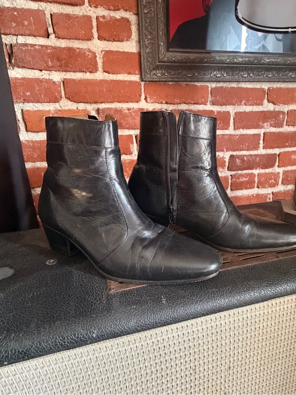 Club Cubano Black Leather Cuban Heel Boots - Men’s Chelsea Zip Boot size 8